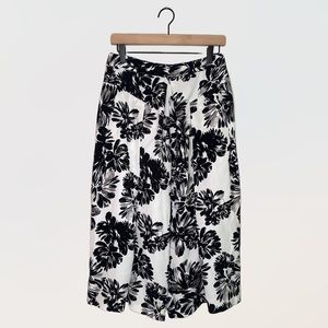 Rebecca Taylor Sz 6 Splashy Floral Culottes Black/White